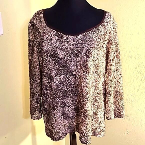 East 5th Blouse, Brown & Cream, Size 1X - Picture 1 of 6